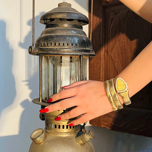 Luxurious Serpent Stainless Gold / Silver Plated Rhinestone Snake Head Watch